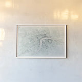 Watercolor Wanderlust London Mint by Laura Marshall. shown as a paper print in a white frame. Available as a archival giclee rolled canvas, fine art paper, or poster print. SKU 50413i.