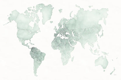 Watercolor Wanderlust Mint by Laura Marshall. SKU 50410i. Archival Giclee Fine art print for wall decor.