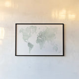 Watercolor Wanderlust Mint by Laura Marshall. shown as a paper print in a black flame. Available as a archival giclee rolled canvas, fine art paper, or poster print. SKU 50410i.