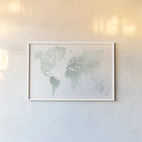 Watercolor Wanderlust Mint by Laura Marshall. shown as a paper print in a white frame. Available as a archival giclee rolled canvas, fine art paper, or poster print. SKU 50410i.