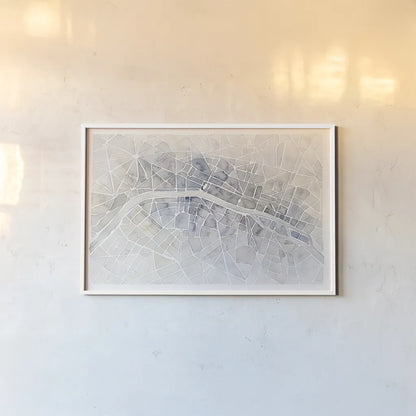 Watercolor Wanderlust Paris by Laura Marshall. shown as a paper print in a white frame. Available as a archival giclee rolled canvas, fine art paper, or poster print. SKU 35935i.