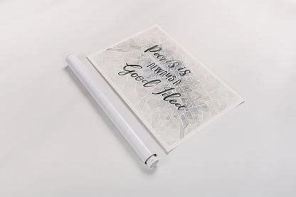 Watercolor Wanderlust Paris Adventure by Laura Marshall. shown as a rolled paper print. Available as archival giclee rolled canvas, fine art paper, or poster print. SKU 36872i.