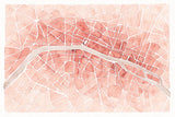 Watercolor Wanderlust Paris Coral by Laura Marshall. SKU 50414i. Archival Giclee Fine art print for wall decor.
