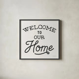 Welcome to Our Home by Laura Marshall. Shown in a sleek black glass frame for a contemporary gallery look. Available as an archival giclee rolled canvas, fine art paper, or poster print. SKU 76320a.