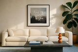 West Coast Wandering III by Laura Marshall. Displayed in a glass frame with matte in a clean modern living room. Available as an archival giclee rolled canvas, fine art paper, or poster print. SKU 42004a.