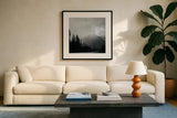 West Coast Wandering III No Words BW by Laura Marshall. Displayed in a glass frame with matte in a clean modern living room. Available as an archival giclee rolled canvas, fine art paper, or poster print. SKU 67871a.