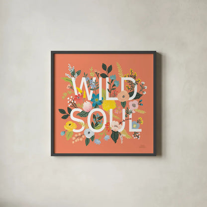 Wild Garden I by Laura Marshall. Shown in a sleek black glass frame for a contemporary gallery look. Available as an archival giclee rolled canvas, fine art paper, or poster print. SKU 48005a.
