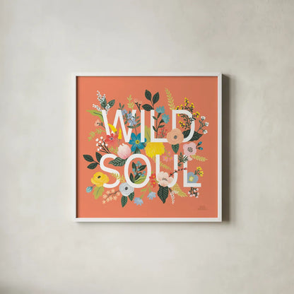 Wild Garden I by Laura Marshall. Shown in a crisp white glass frame for a clean and minimalist style. Available as an archival giclee rolled canvas, fine art paper, or poster print. SKU 48005a.