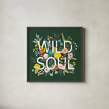 Wild Garden I Green by Laura Marshall. Shown in a sleek black glass frame for a contemporary gallery look. Available as an archival giclee rolled canvas, fine art paper, or poster print. SKU 56468a.