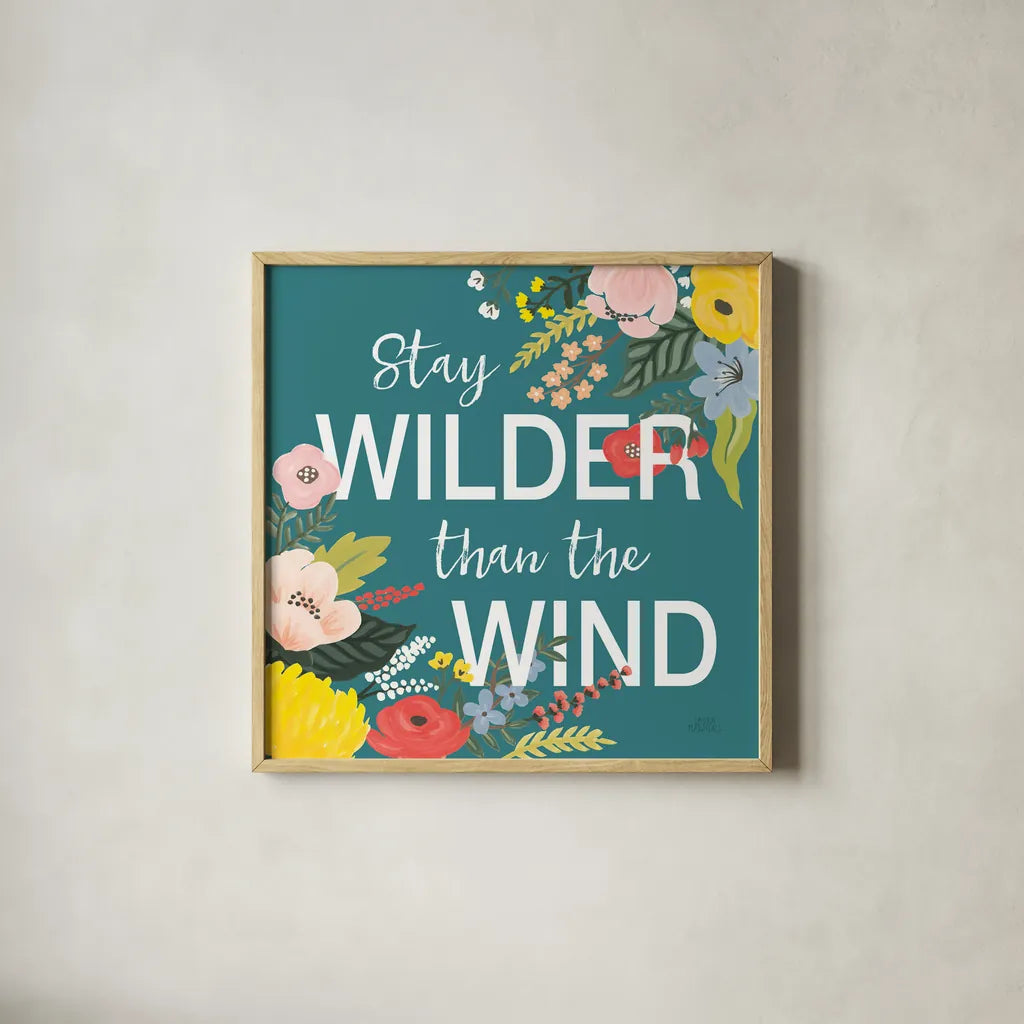 Wild Garden III by Laura Marshall. Shown in a natural wood glass frame for a timeless modern aesthetic. Available as an archival giclee rolled canvas, fine art paper, or poster print. SKU 48007a.