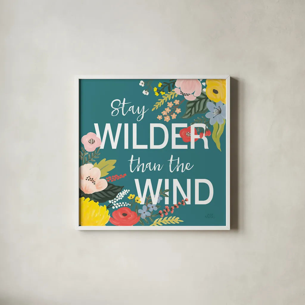 Wild Garden III by Laura Marshall. Shown in a crisp white glass frame for a clean and minimalist style. Available as an archival giclee rolled canvas, fine art paper, or poster print. SKU 48007a.