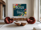 Wild Garden IV by Laura Marshall. Shown as extra-large giant wall art in a modern living room. Available as an archival giclee rolled canvas, fine art paper, or poster print. SKU 48008a.