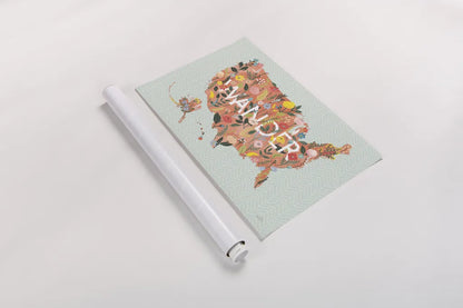 Wild Garden USA by Laura Marshall. shown as a rolled paper print. Available as archival giclee rolled canvas, fine art paper, or poster print. SKU 49065i.