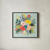 Wild Garden V by Laura Marshall. Shown in a sleek black glass frame for a contemporary gallery look. Available as an archival giclee rolled canvas, fine art paper, or poster print. SKU 48009a.