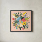 Wild Garden VI by Laura Marshall. Shown in a sleek black glass frame for a contemporary gallery look. Available as an archival giclee rolled canvas, fine art paper, or poster print. SKU 48010a.