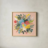 Wild Garden VI by Laura Marshall. Shown in a natural wood glass frame for a timeless modern aesthetic. Available as an archival giclee rolled canvas, fine art paper, or poster print. SKU 48010a.