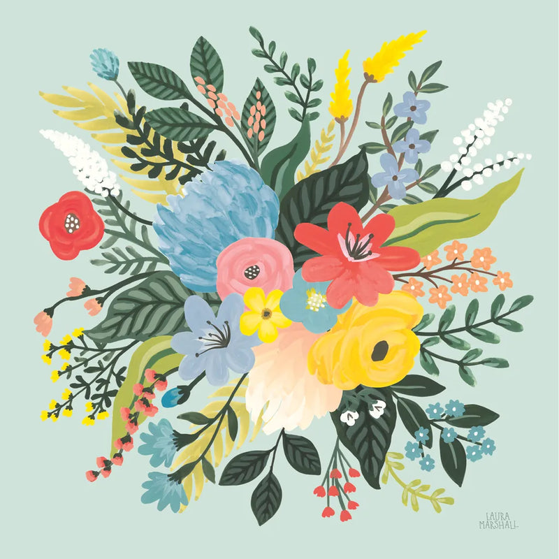 Wild Garden VI Blue by Laura Marshall. SKU 64016a. Archival Giclee Fine art print for wall decor.
