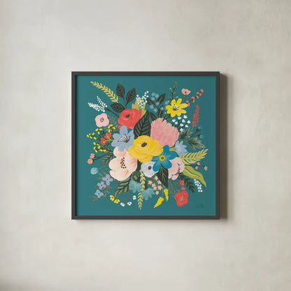 Wild Garden VII by Laura Marshall. Shown in a sleek black glass frame for a contemporary gallery look. Available as an archival giclee rolled canvas, fine art paper, or poster print. SKU 49063a.