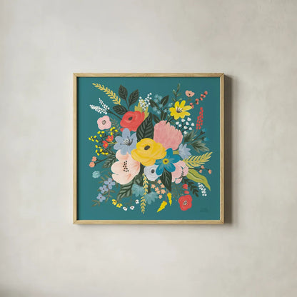 Wild Garden VII by Laura Marshall. Shown in a natural wood glass frame for a timeless modern aesthetic. Available as an archival giclee rolled canvas, fine art paper, or poster print. SKU 49063a.