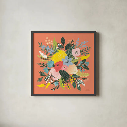 Wild Garden VIII by Laura Marshall. Shown in a sleek black glass frame for a contemporary gallery look. Available as an archival giclee rolled canvas, fine art paper, or poster print. SKU 49064a.