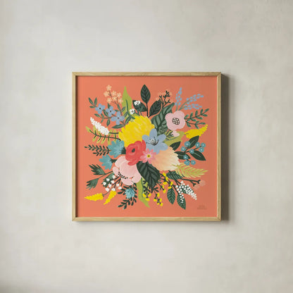 Wild Garden VIII by Laura Marshall. Shown in a natural wood glass frame for a timeless modern aesthetic. Available as an archival giclee rolled canvas, fine art paper, or poster print. SKU 49064a.