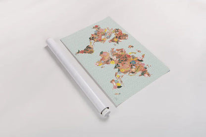 Wild Garden World by Laura Marshall. shown as a rolled paper print. Available as archival giclee rolled canvas, fine art paper, or poster print. SKU 49066i.