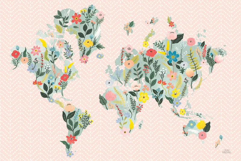 Wild Garden World Blush by Laura Marshall. SKU 50409i. Archival Giclee Fine art print for wall decor.