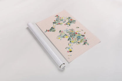 Wild Garden World Blush by Laura Marshall. shown as a rolled paper print. Available as archival giclee rolled canvas, fine art paper, or poster print. SKU 50409i.