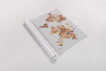 Wild Garden World Gray by Laura Marshall. shown as a rolled paper print. Available as archival giclee rolled canvas, fine art paper, or poster print. SKU 50560i.