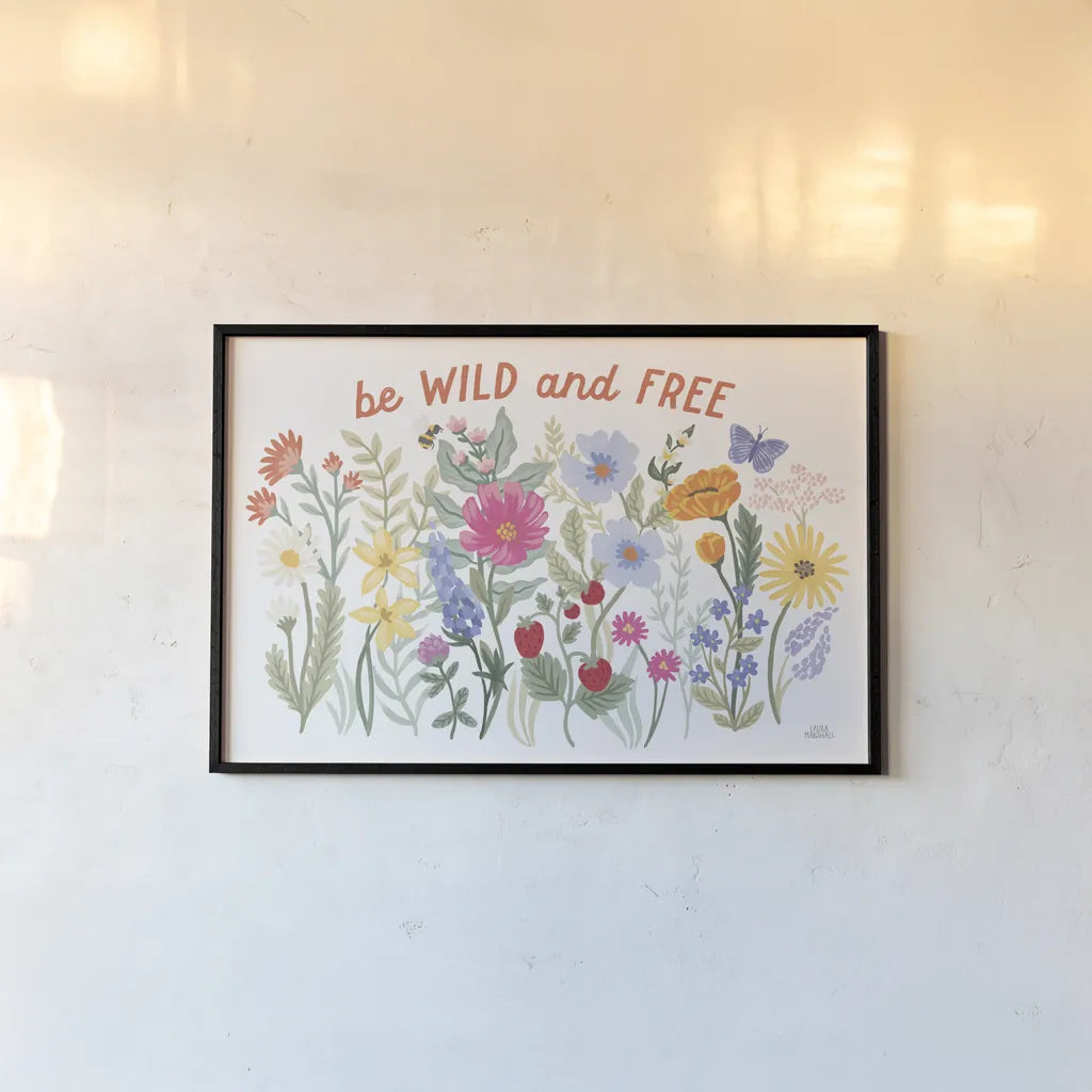 Wild Meadow I by Laura Marshall. shown as a paper print in a black flame. Available as a archival giclee rolled canvas, fine art paper, or poster print. SKU 79359i.