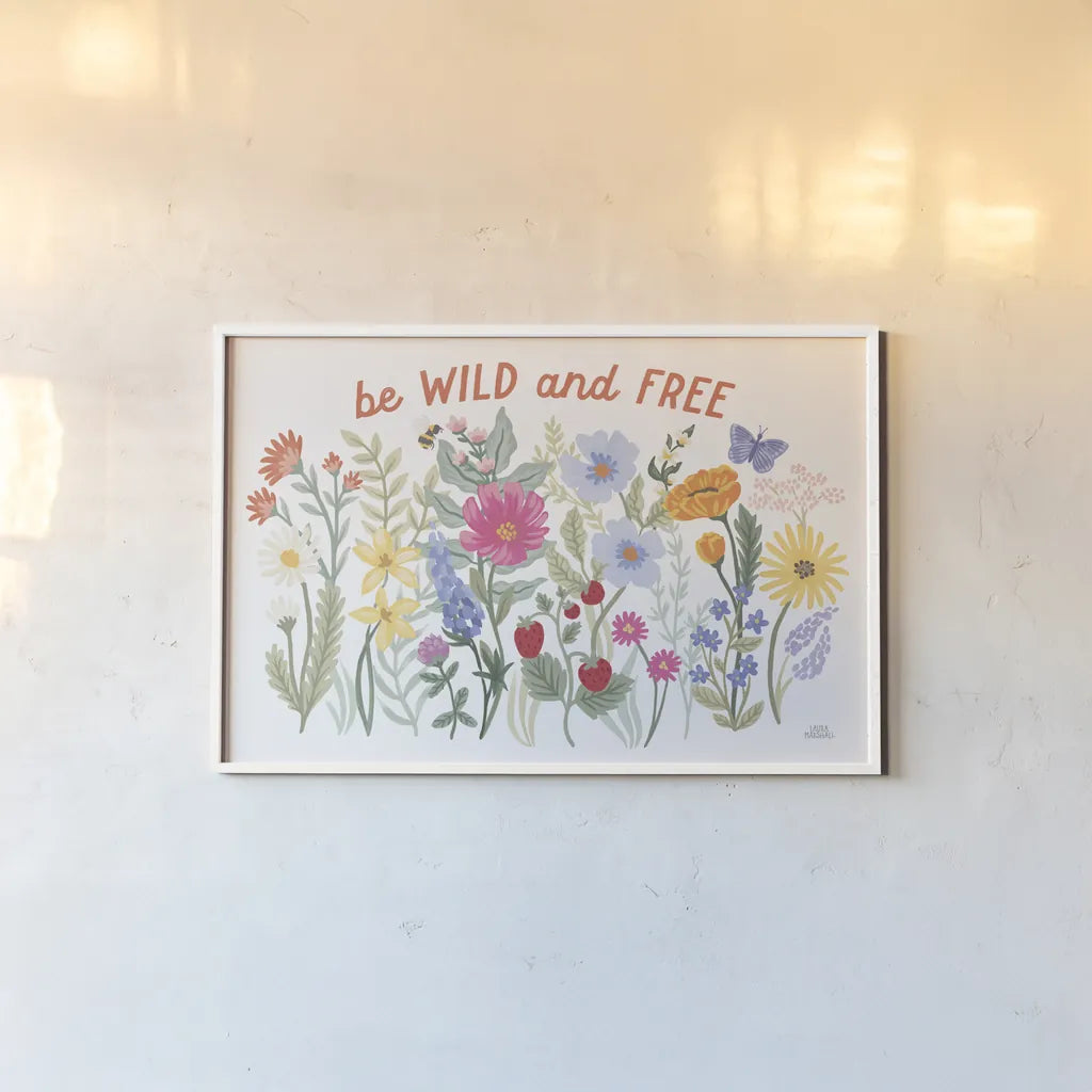 Wild Meadow I by Laura Marshall. shown as a paper print in a white frame. Available as a archival giclee rolled canvas, fine art paper, or poster print. SKU 79359i.