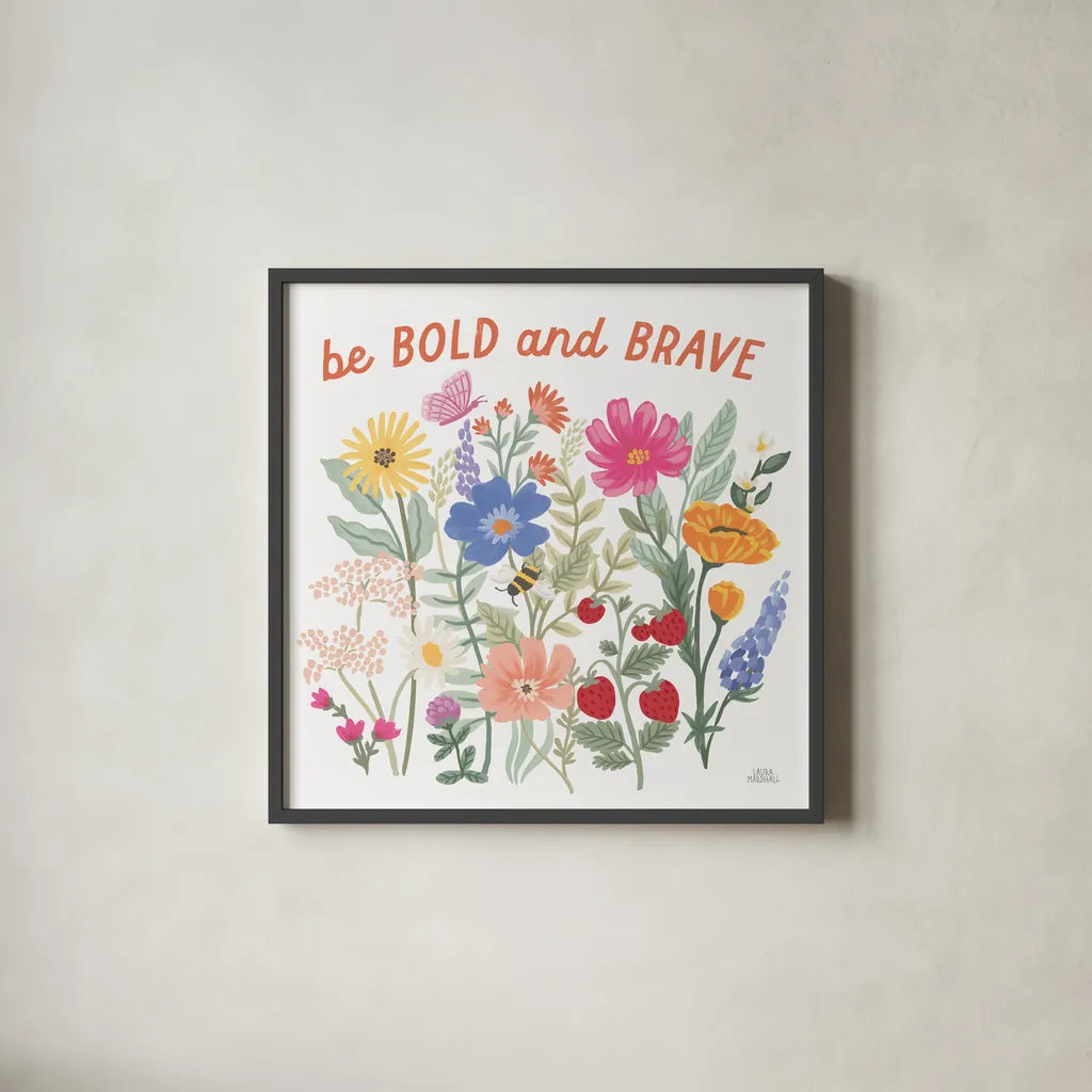 Wild Meadow II by Laura Marshall. Shown in a sleek black glass frame for a contemporary gallery look. Available as an archival giclee rolled canvas, fine art paper, or poster print. SKU 79360a.