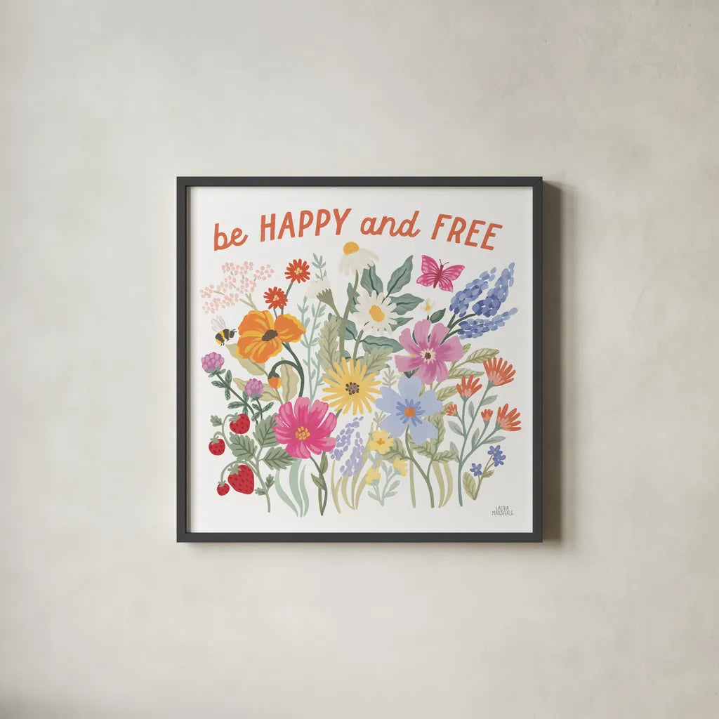 Wild Meadow III by Laura Marshall. Shown in a sleek black glass frame for a contemporary gallery look. Available as an archival giclee rolled canvas, fine art paper, or poster print. SKU 79361a.