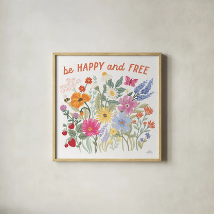 Wild Meadow III by Laura Marshall. Shown in a natural wood glass frame for a timeless modern aesthetic. Available as an archival giclee rolled canvas, fine art paper, or poster print. SKU 79361a.