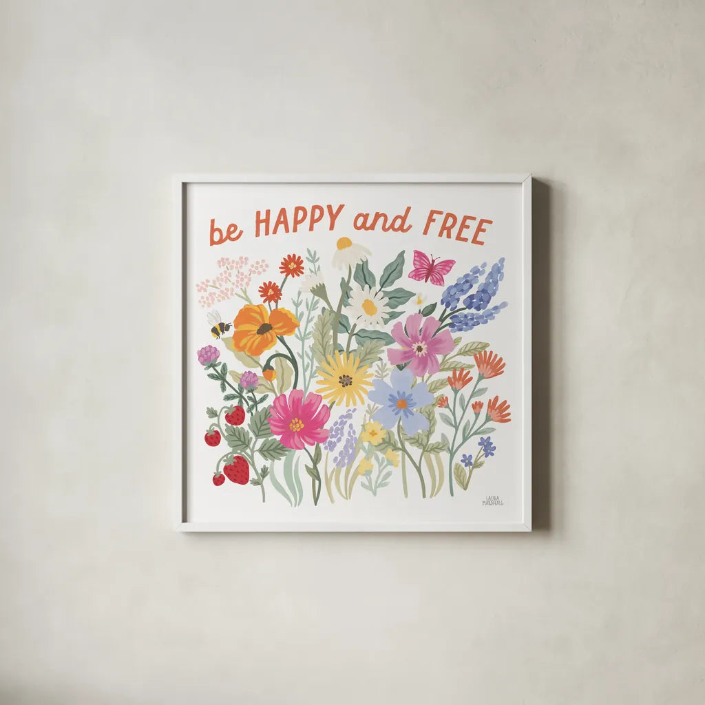 Wild Meadow III by Laura Marshall. Shown in a crisp white glass frame for a clean and minimalist style. Available as an archival giclee rolled canvas, fine art paper, or poster print. SKU 79361a.