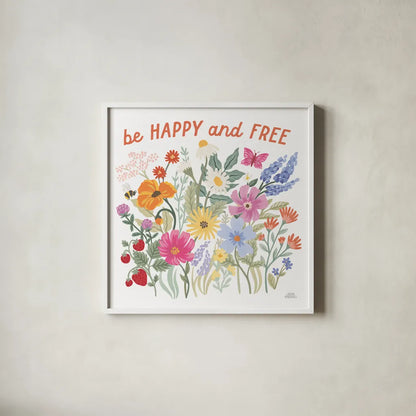 Wild Meadow III by Laura Marshall. Shown in a crisp white glass frame for a clean and minimalist style. Available as an archival giclee rolled canvas, fine art paper, or poster print. SKU 79361a.