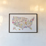 Wild Meadow USA by Laura Marshall. shown as a paper print in a black flame. Available as a archival giclee rolled canvas, fine art paper, or poster print. SKU 79366i.