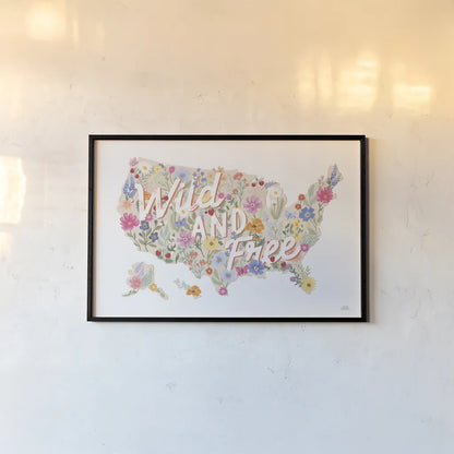 Wild Meadow USA by Laura Marshall. shown as a paper print in a black flame. Available as a archival giclee rolled canvas, fine art paper, or poster print. SKU 79366i.