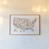 Wild Meadow USA by Laura Marshall. shown as a paper print in a natural frame. Available as a archival giclee rolled canvas, fine art paper, or poster print. SKU 79366i.