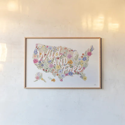 Wild Meadow USA by Laura Marshall. shown as a paper print in a natural frame. Available as a archival giclee rolled canvas, fine art paper, or poster print. SKU 79366i.