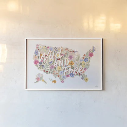 Wild Meadow USA by Laura Marshall. shown as a paper print in a white frame. Available as a archival giclee rolled canvas, fine art paper, or poster print. SKU 79366i.
