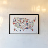 Wild Meadow USA by Laura Marshall. shown as a paper print in a black flame. Available as a archival giclee rolled canvas, fine art paper, or poster print. SKU 80477i.
