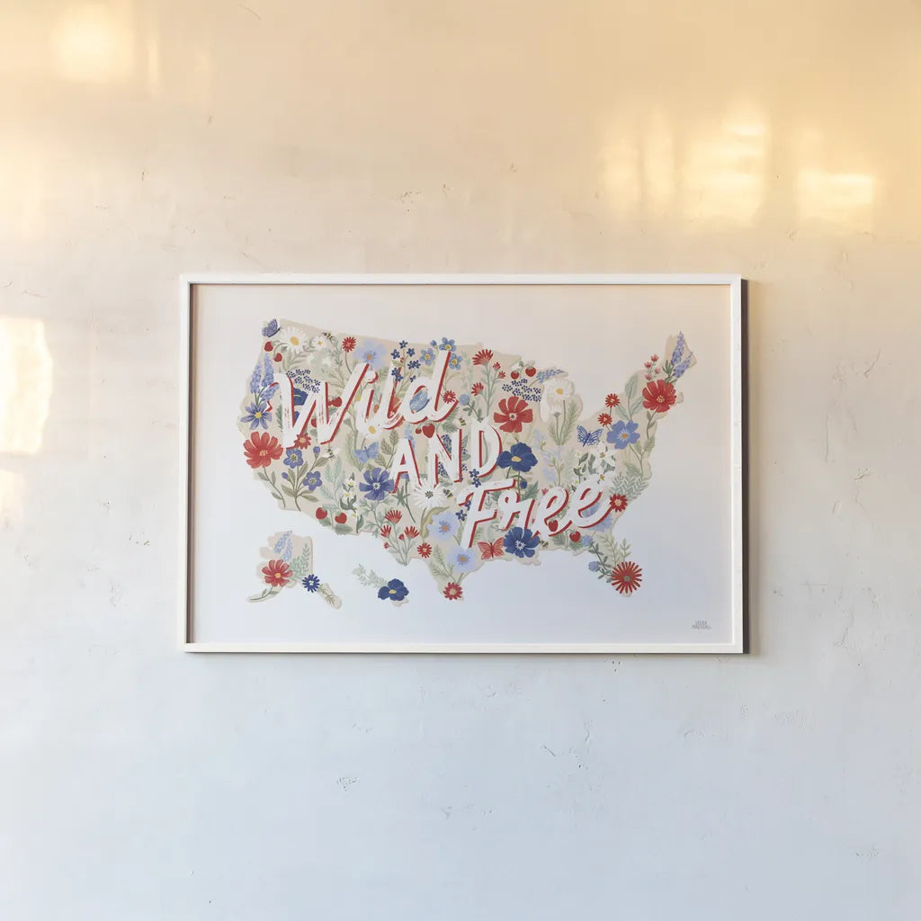 Wild Meadow USA by Laura Marshall. shown as a paper print in a white frame. Available as a archival giclee rolled canvas, fine art paper, or poster print. SKU 80477i.