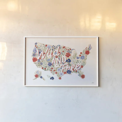 Wild Meadow USA by Laura Marshall. shown as a paper print in a white frame. Available as a archival giclee rolled canvas, fine art paper, or poster print. SKU 80477i.