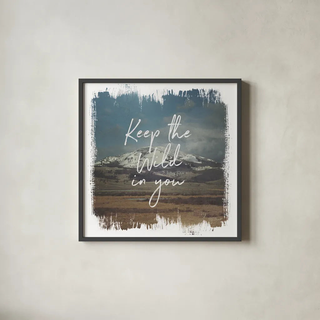 Wild Wishes I by Laura Marshall. Shown in a sleek black glass frame for a contemporary gallery look. Available as an archival giclee rolled canvas, fine art paper, or poster print. SKU 31061a.