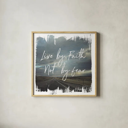 Wild Wishes II Live by Faith by Laura Marshall. Shown in a natural wood glass frame for a timeless modern aesthetic. Available as an archival giclee rolled canvas, fine art paper, or poster print. SKU 35162a.