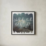 Wild Wishes III Walk by Faith by Laura Marshall. Shown in a sleek black glass frame for a contemporary gallery look. Available as an archival giclee rolled canvas, fine art paper, or poster print. SKU 35163a.