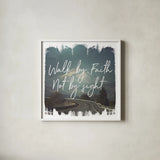 Wild Wishes III Walk by Faith by Laura Marshall. Shown in a crisp white glass frame for a clean and minimalist style. Available as an archival giclee rolled canvas, fine art paper, or poster print. SKU 35163a.