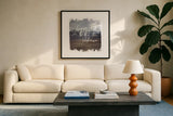 Wild Wishes IV by Laura Marshall. Displayed in a glass frame with matte in a clean modern living room. Available as an archival giclee rolled canvas, fine art paper, or poster print. SKU 31064a.