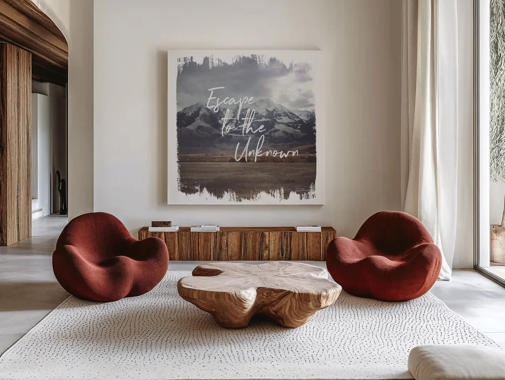 Wild Wishes IV by Laura Marshall. Shown as extra-large giant wall art in a modern living room. Available as an archival giclee rolled canvas, fine art paper, or poster print. SKU 31064a.